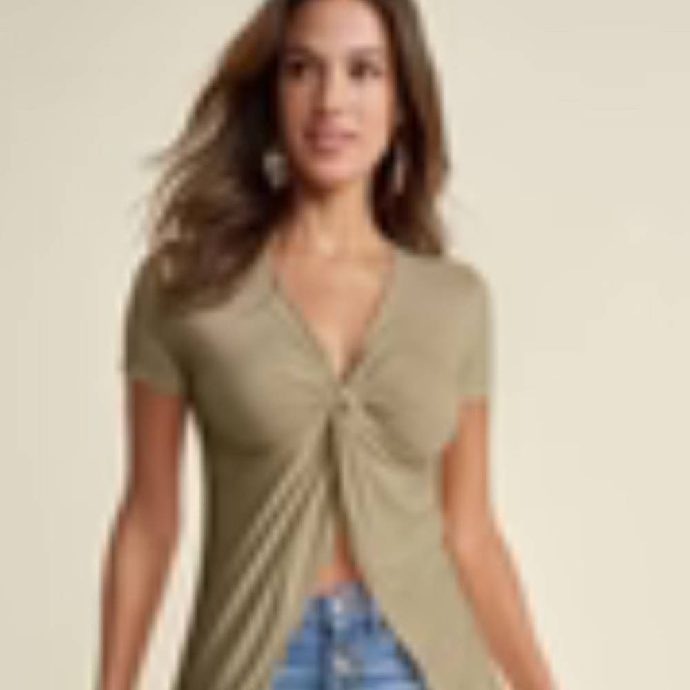 Like New Olive Green Women's Twist Front Top